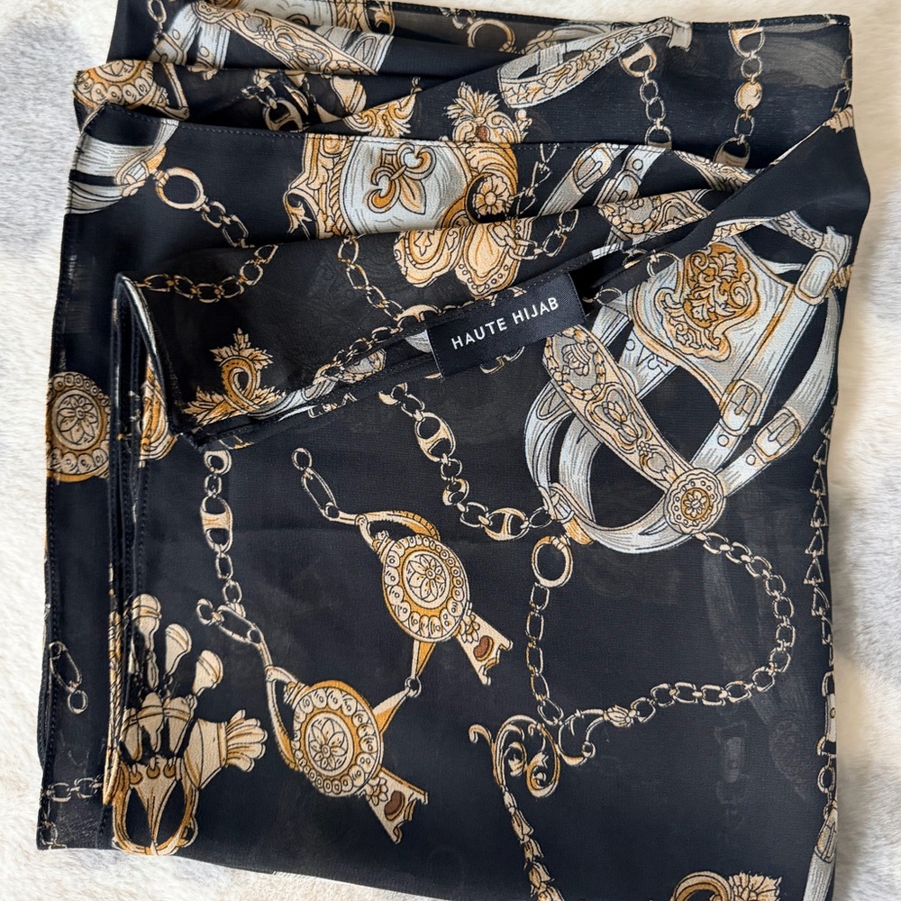 Haute Hijab Black and Gold Scarf